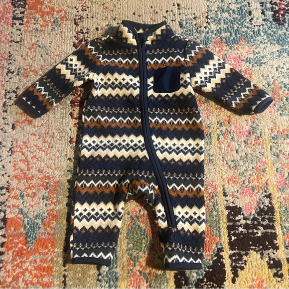 Old navy Unisex Mock-Neck Printed Micro Fleece One-Piece for Baby 3-6 m - Picture 1 of 3